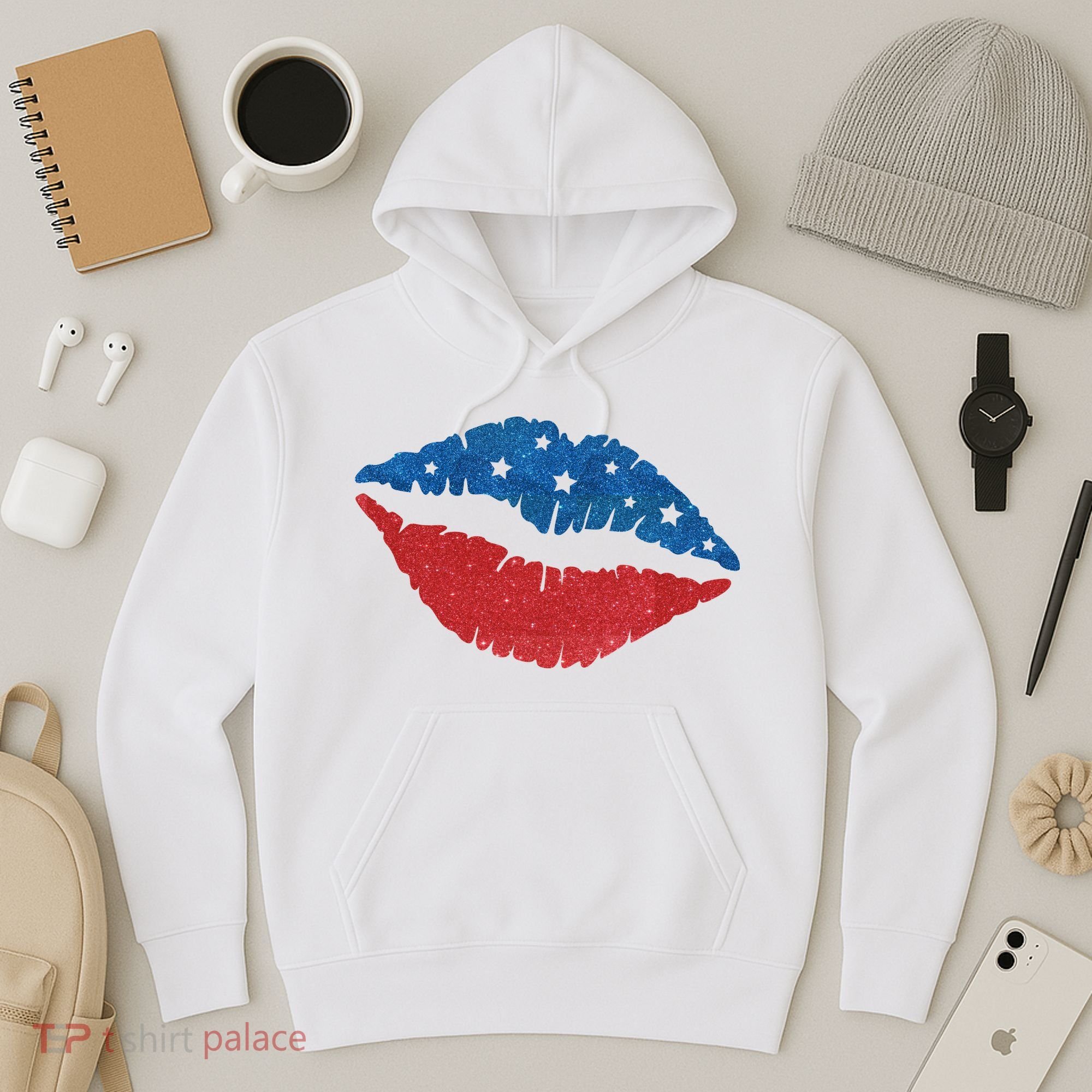 4th Of July Lips Celebration Hoodie