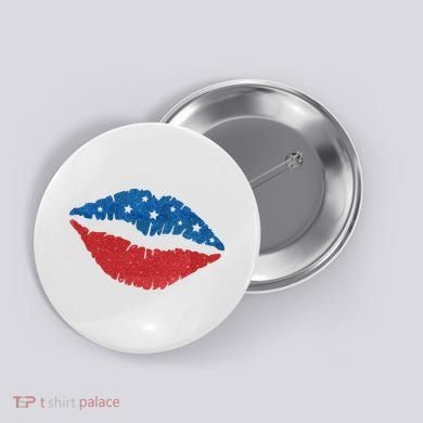 4th Of July Lips Celebration Button