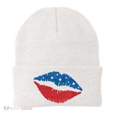 4th Of July Lips Celebration Beanie
