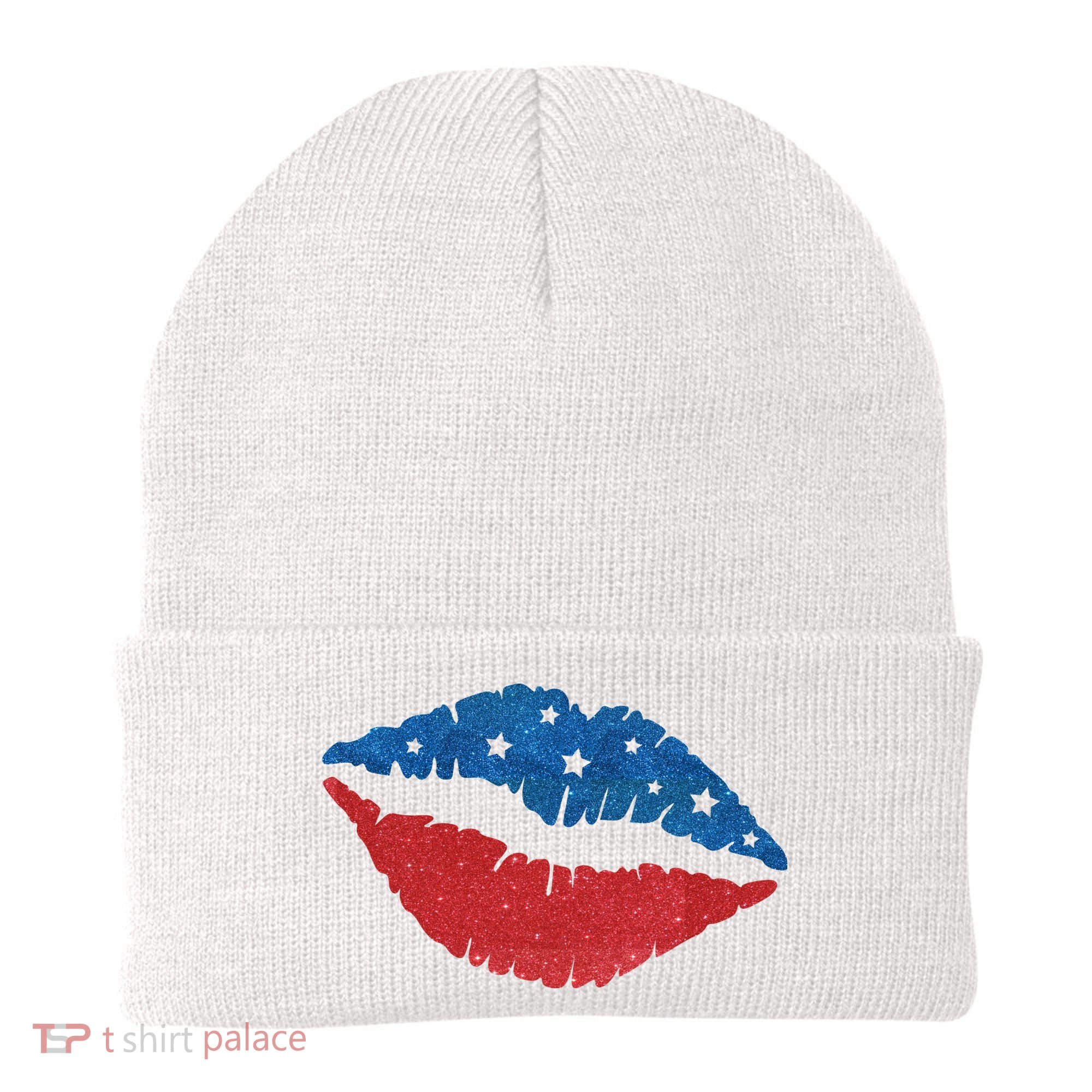 4th Of July Lips Celebration Beanie