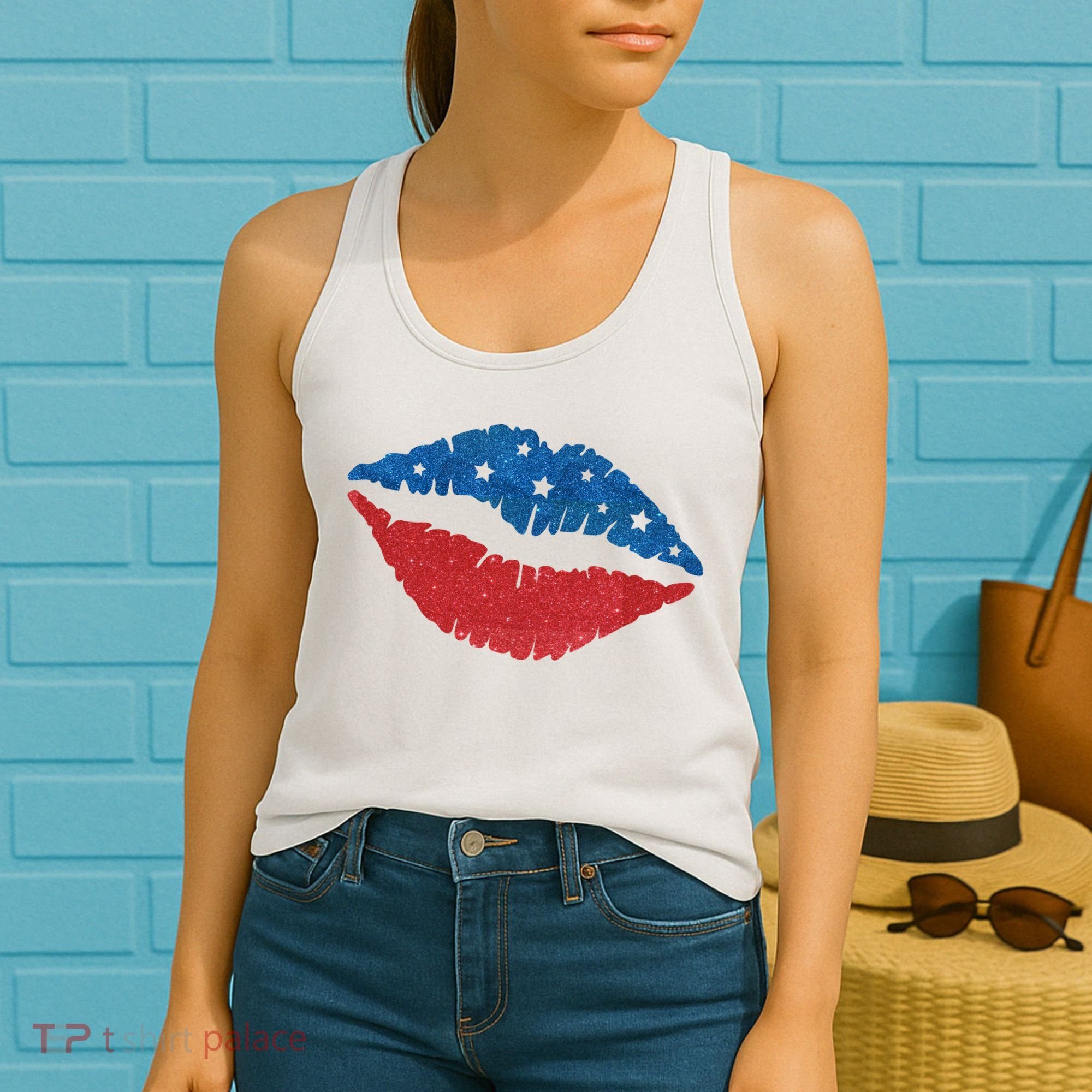 4th Of July Lips Celebration Women's Tank Top