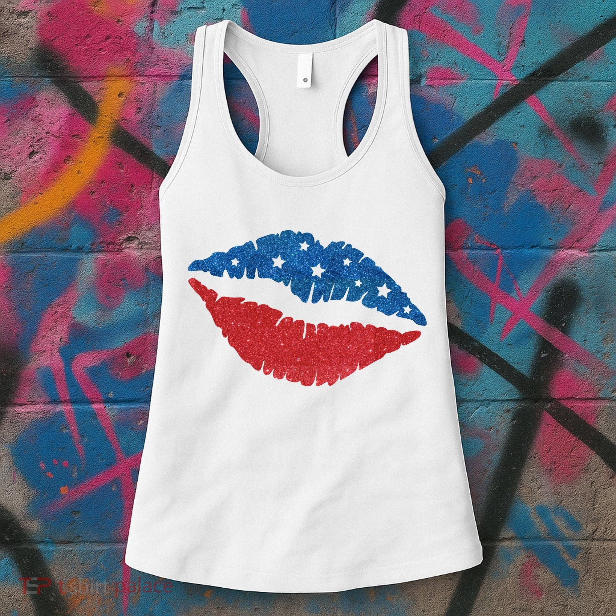 4th Of July Lips Celebration Women's Tank Top