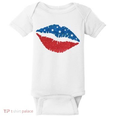 4th Of July Lips Celebration Baby Bodysuit
