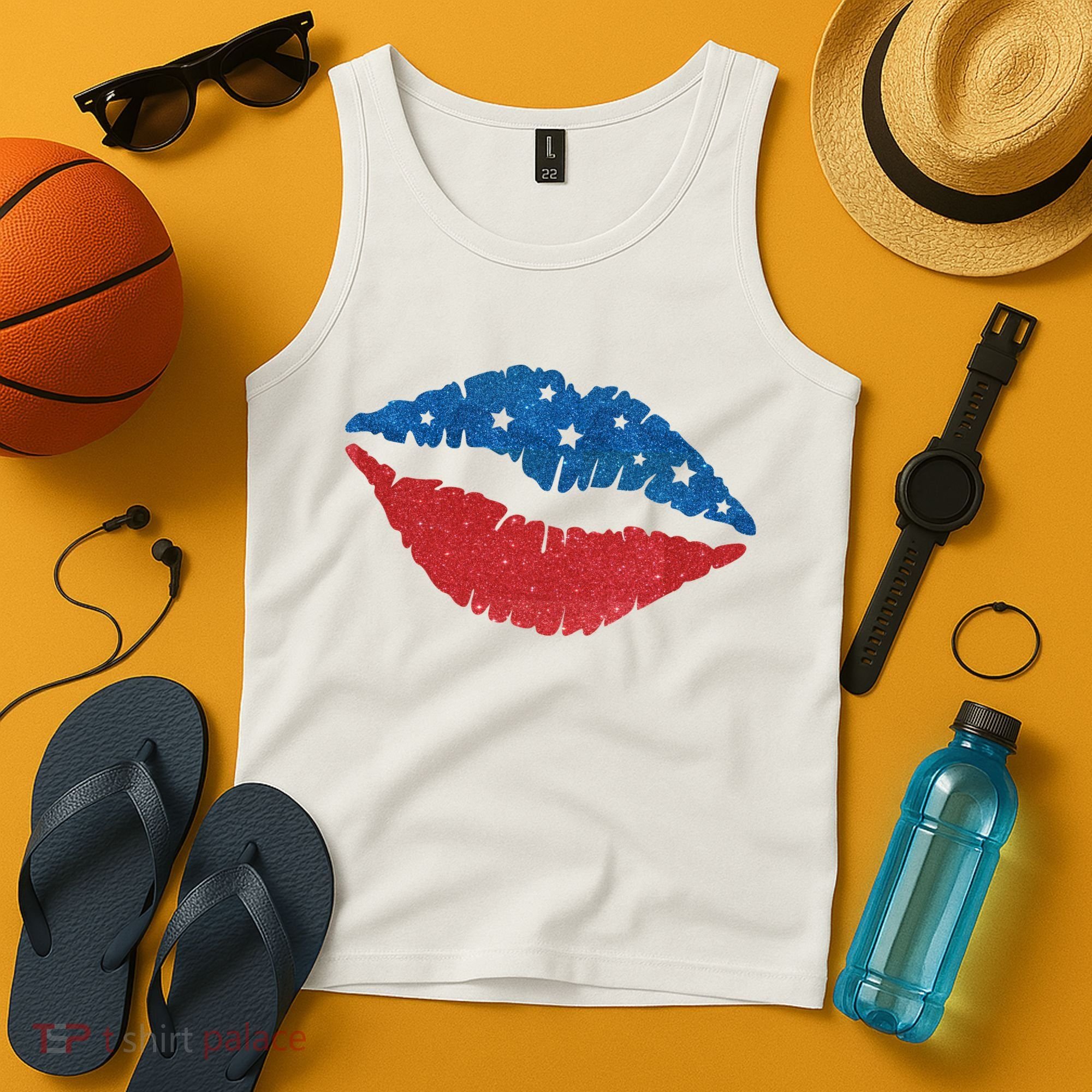 4th Of July Lips Celebration Tank Top