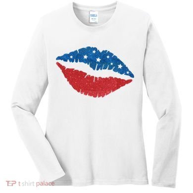 4th Of July Lips Celebration Women's Long Sleeve Shirt