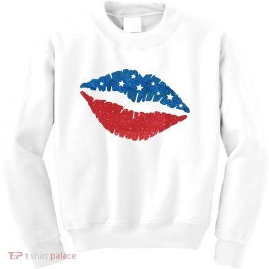 4th Of July Lips Celebration Kids Sweatshirt