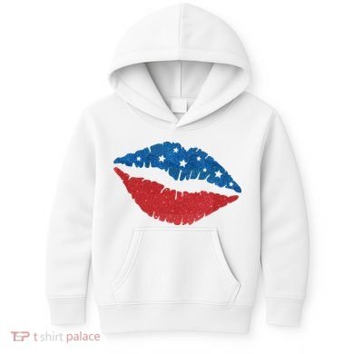 4th Of July Lips Celebration Kids Hoodie