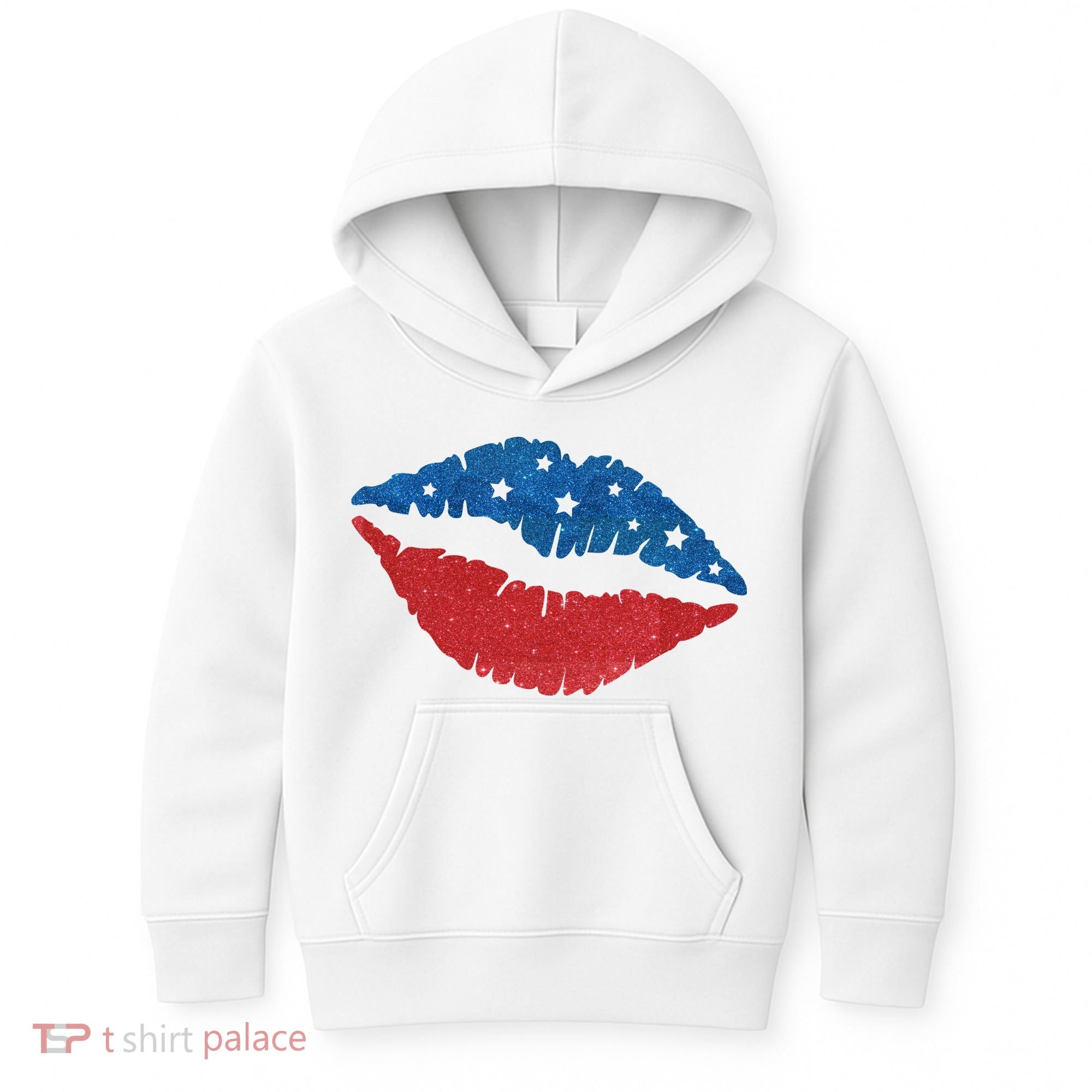4th Of July Lips Celebration Kids Hoodie