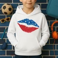 4th Of July Lips Celebration Kids Hoodie thumb 2