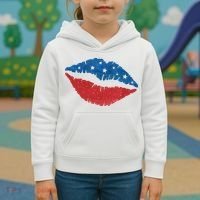 4th Of July Lips Celebration Kids Hoodie thumb 3