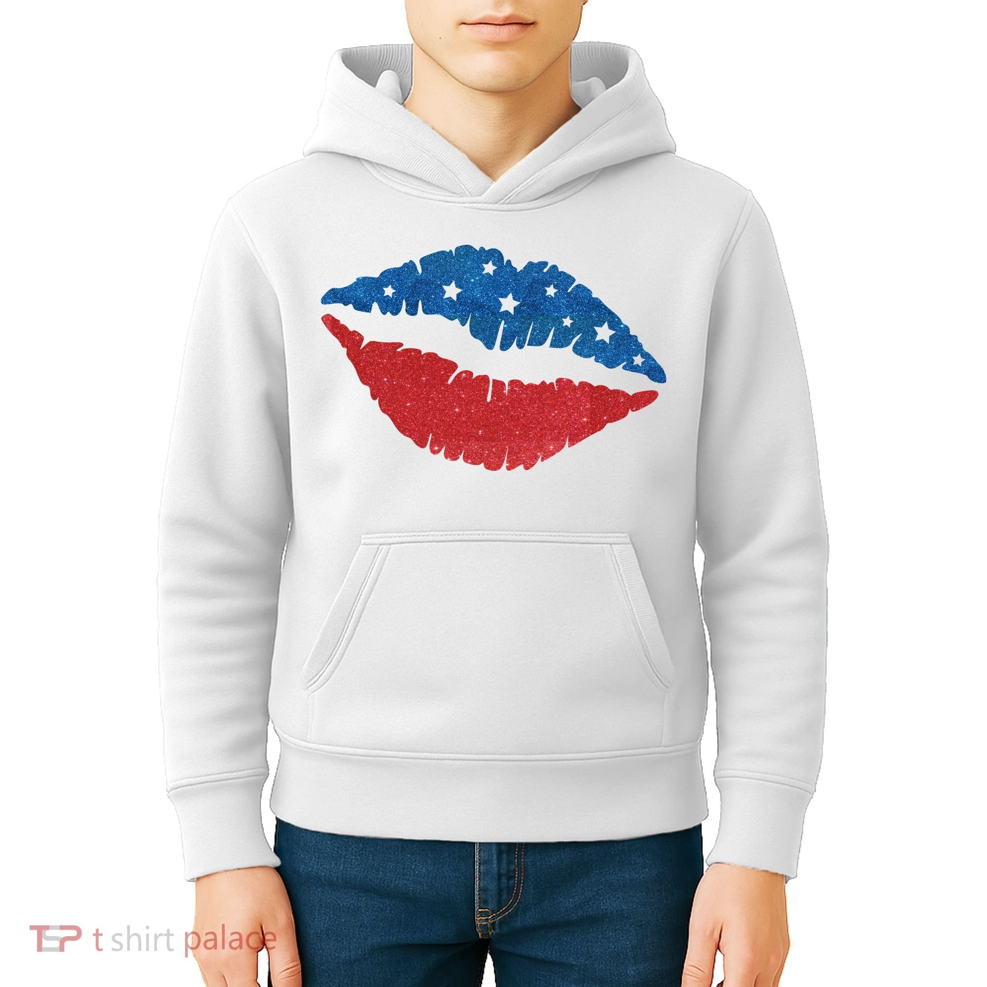 4th Of July Lips Celebration Kids Hoodie