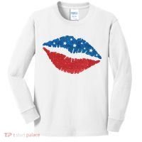 4th Of July Lips Celebration Kids Long Sleeve Shirt thumb 0