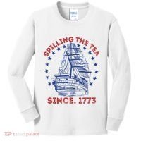 4th Of July Spilling The Tea Since 1773 History Teacher Kids Long Sleeve Shirt thumb 0