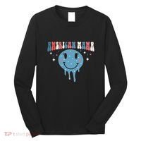 4th Of July Retro Funny America Mama Gift Long Sleeve Shirt thumb 0