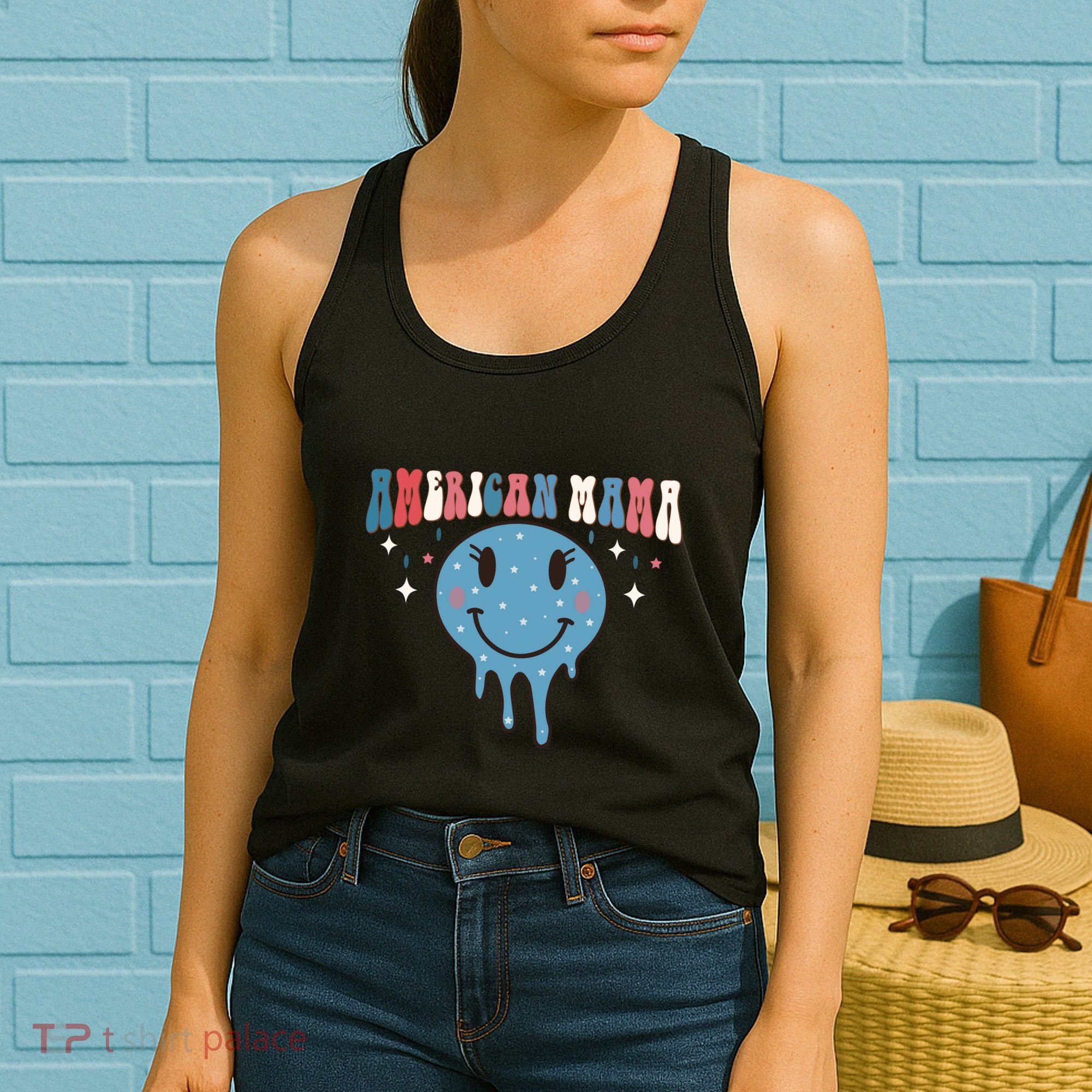 4th Of July Retro Funny America Mama Gift Women's Tank Top