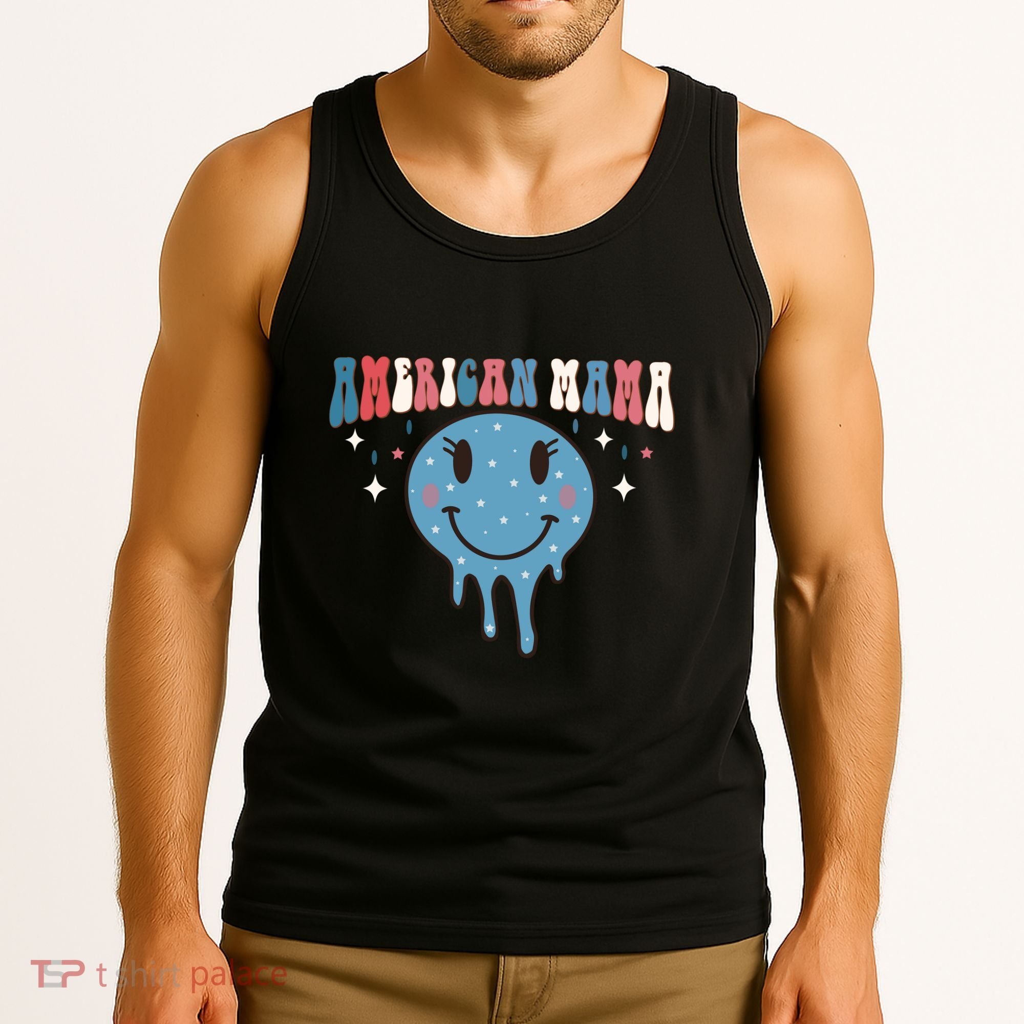 4th Of July Retro Funny America Mama Gift Tank Top