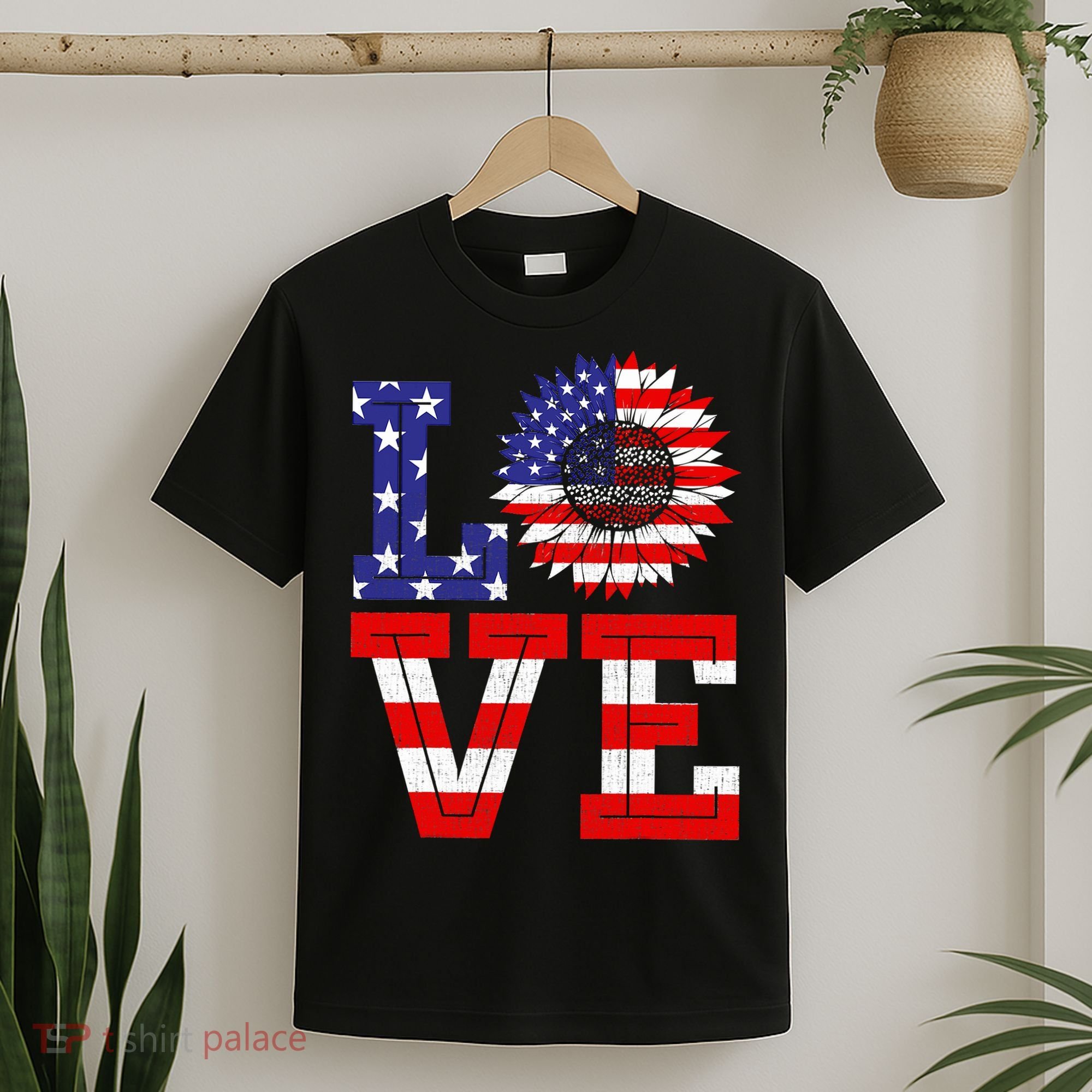 4th Of July Love Sunflower Patriotic T-Shirt