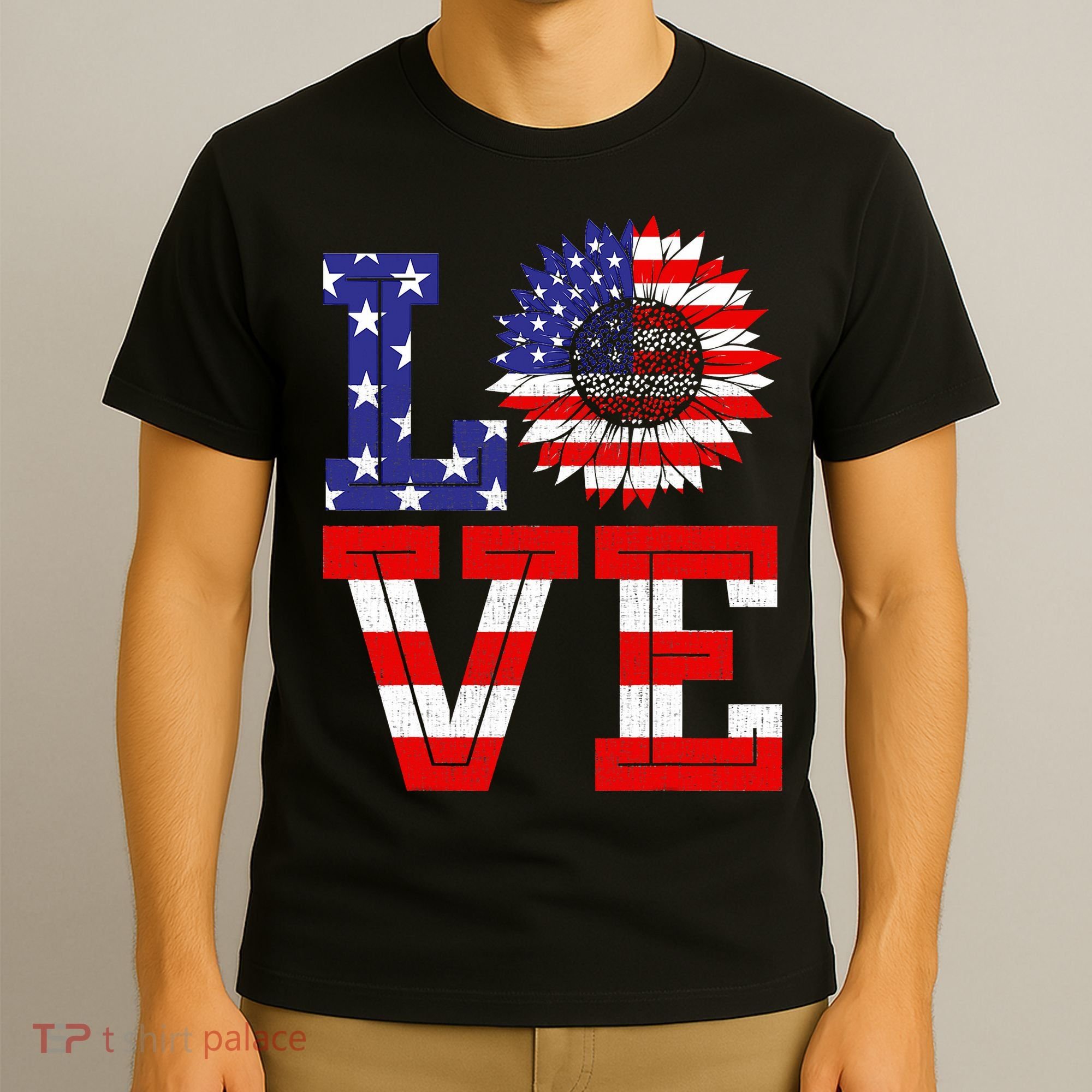 4th Of July Love Sunflower Patriotic T-Shirt