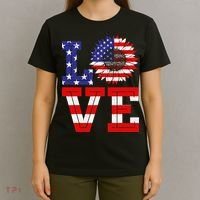 4th Of July Love Sunflower Patriotic T-Shirt thumb 4