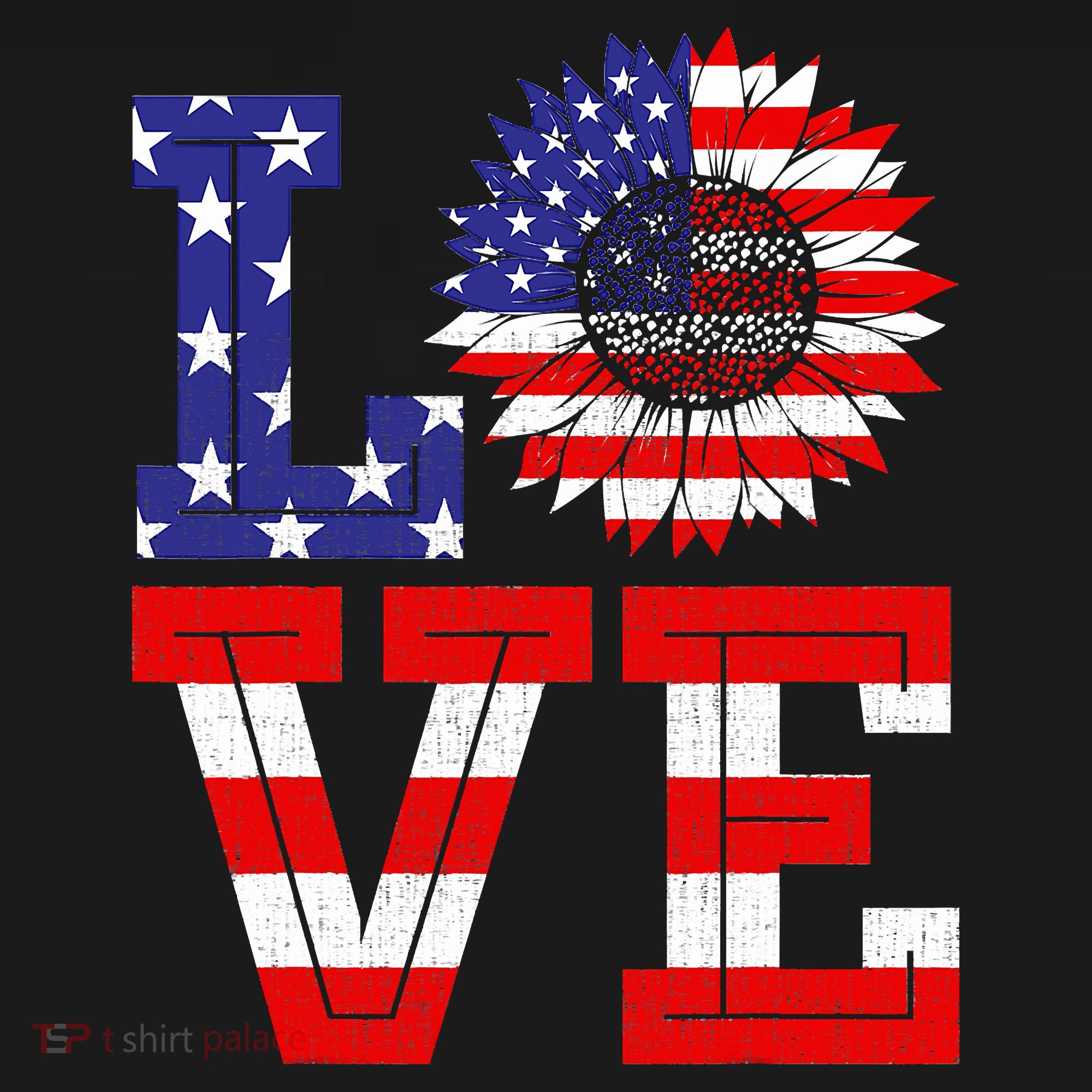 4th Of July Love Sunflower Patriotic T-Shirt