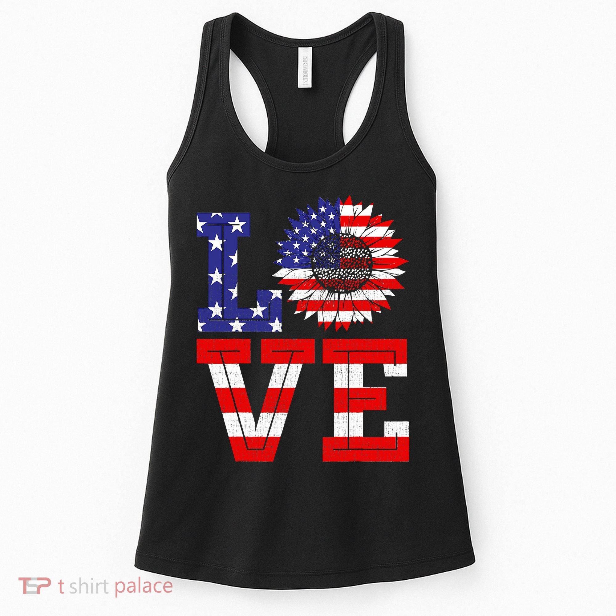 4th Of July Love Sunflower Patriotic Women's Tank Top