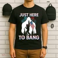 4th Of July Bigfoot Sasquatch Just Here To Bang Funny T-Shirt thumb 6