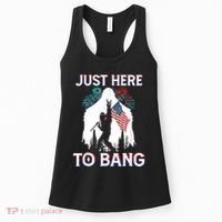 4th Of July Bigfoot Sasquatch Just Here To Bang Funny Women's Tank Top thumb 0