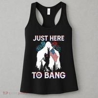 4th Of July Bigfoot Sasquatch Just Here To Bang Funny Women's Tank Top thumb 3