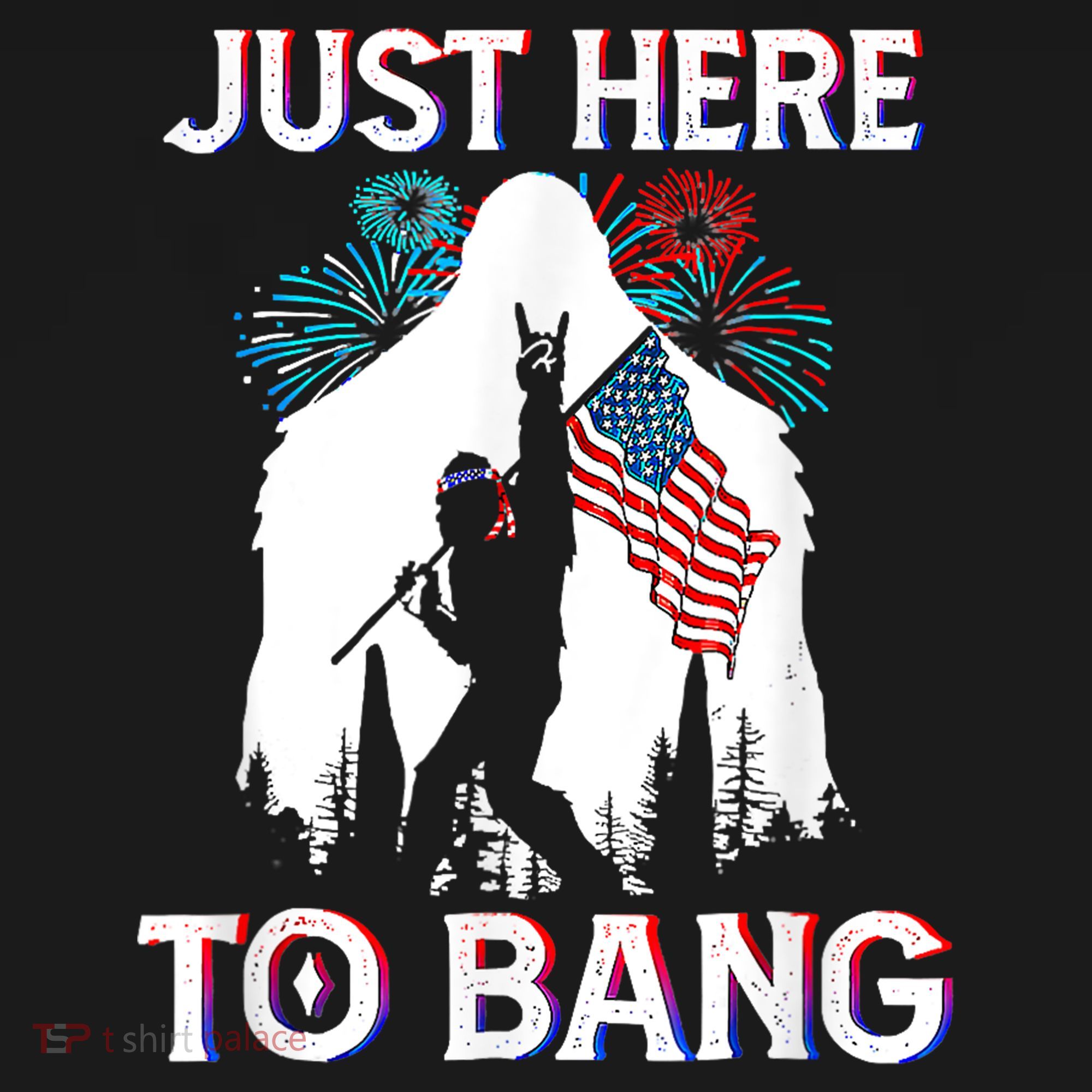 4th Of July Bigfoot Sasquatch Just Here To Bang Funny Women's Tank Top