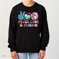 4th Of July Retro Peace Love & Freedom Gift Women's Sweatshirt thumb 0