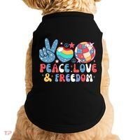 4th Of July Retro Peace Love & Freedom Gift Doggie Tank thumb 0