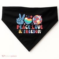 4th Of July Retro Peace Love & Freedom Gift USA-Made Doggie Bandana thumb 0