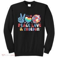 4th Of July Retro Peace Love & Freedom Gift Sweatshirt thumb 0