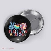 4th Of July Retro Peace Love & Freedom Gift Button thumb 0