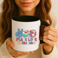 4th Of July Retro Peace Love & Freedom Gift Coffee Mug thumb 3