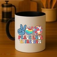 4th Of July Retro Peace Love & Freedom Gift Coffee Mug thumb 4