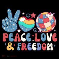 4th Of July Retro Peace Love & Freedom Gift Coffee Mug thumb 5