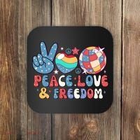 4th Of July Retro Peace Love & Freedom Gift Coaster thumb 0