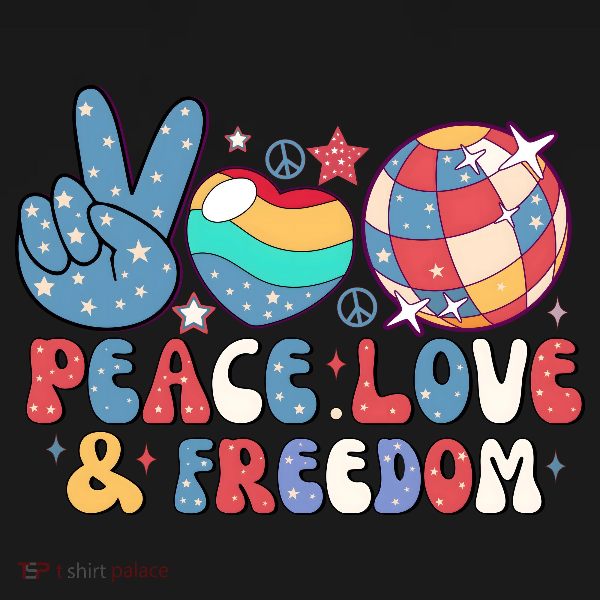 4th Of July Retro Peace Love & Freedom Gift Women's Hoodie