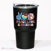4th Of July Retro Peace Love & Freedom Gift Tumbler thumb 0