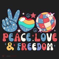 4th Of July Retro Peace Love & Freedom Gift Tumbler thumb 3