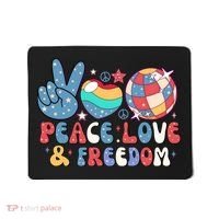 4th Of July Retro Peace Love & Freedom Gift Mousepad thumb 0
