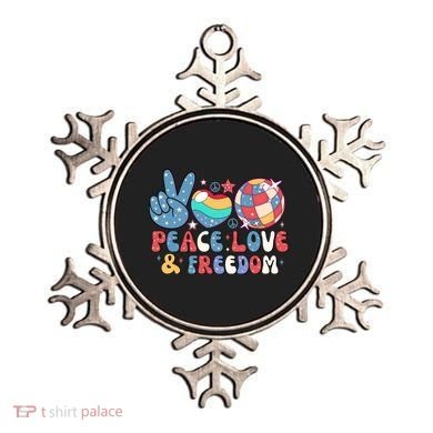 4th Of July Retro Peace Love & Freedom Gift Ornament