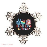 4th Of July Retro Peace Love & Freedom Gift Ornament thumb 0