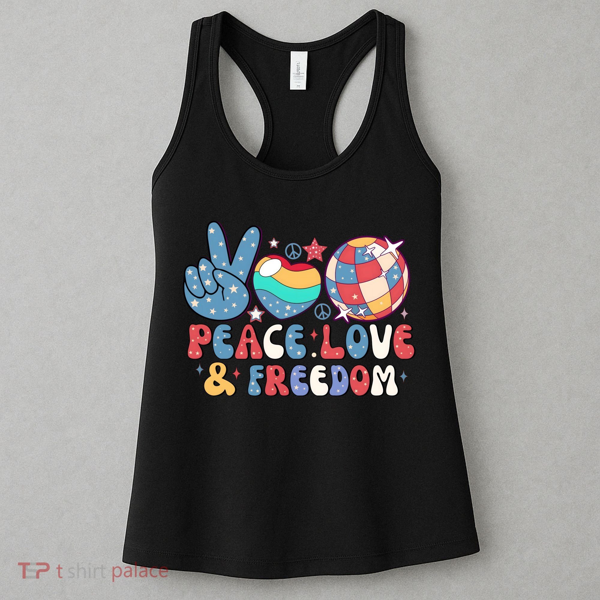 4th Of July Retro Peace Love & Freedom Gift Women's Tank Top