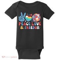 4th Of July Retro Peace Love & Freedom Gift Baby Bodysuit thumb 0