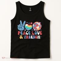 4th Of July Retro Peace Love & Freedom Gift Tank Top thumb 2
