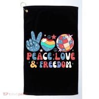 4th Of July Retro Peace Love & Freedom Gift Golf Towel thumb 0