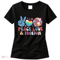 4th Of July Retro Peace Love & Freedom Gift Women's T-Shirt thumb 0