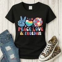 4th Of July Retro Peace Love & Freedom Gift Women's T-Shirt thumb 3